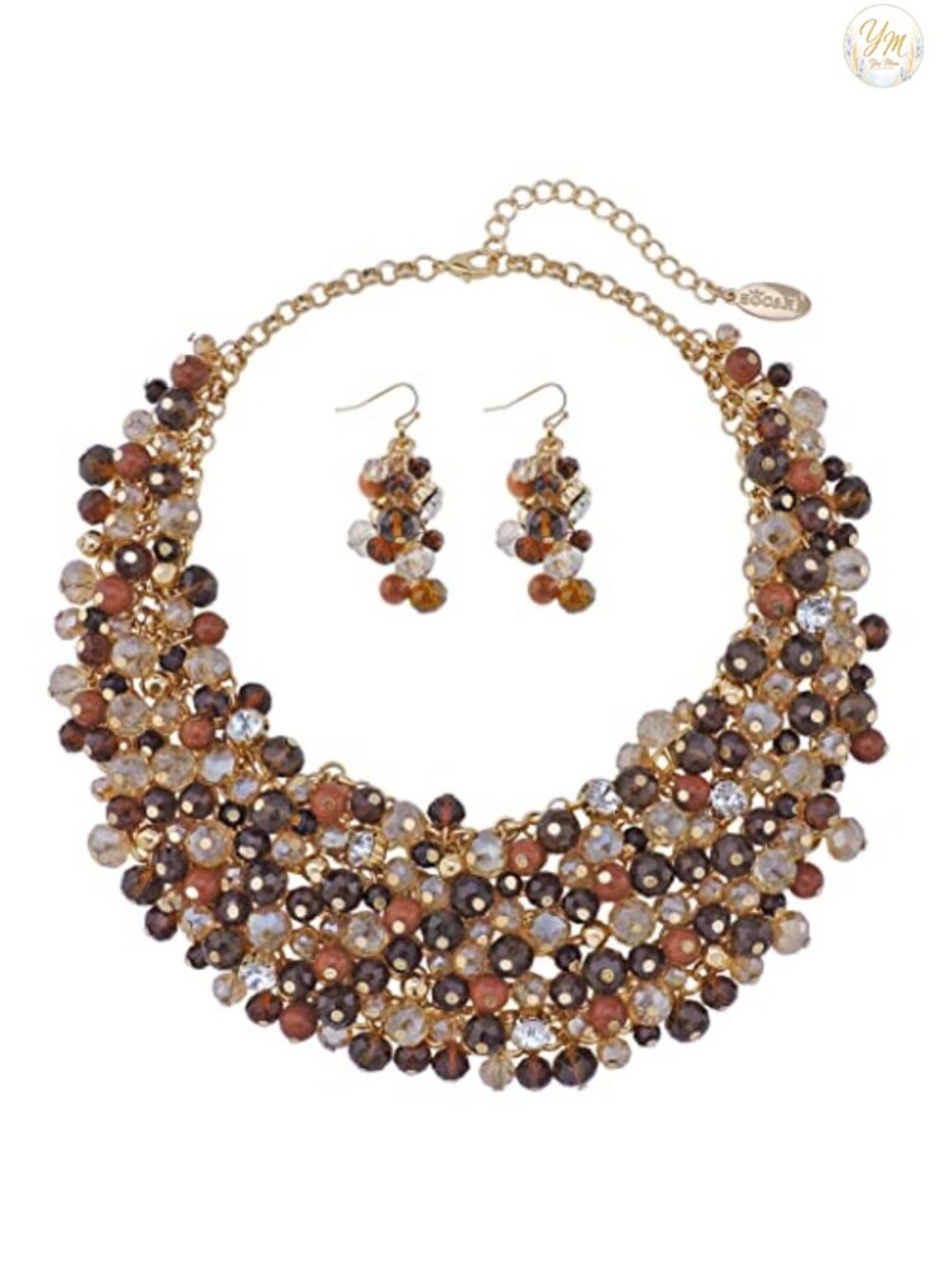 Crystal Chunky Collar Necklace Earring Set for Women Gift